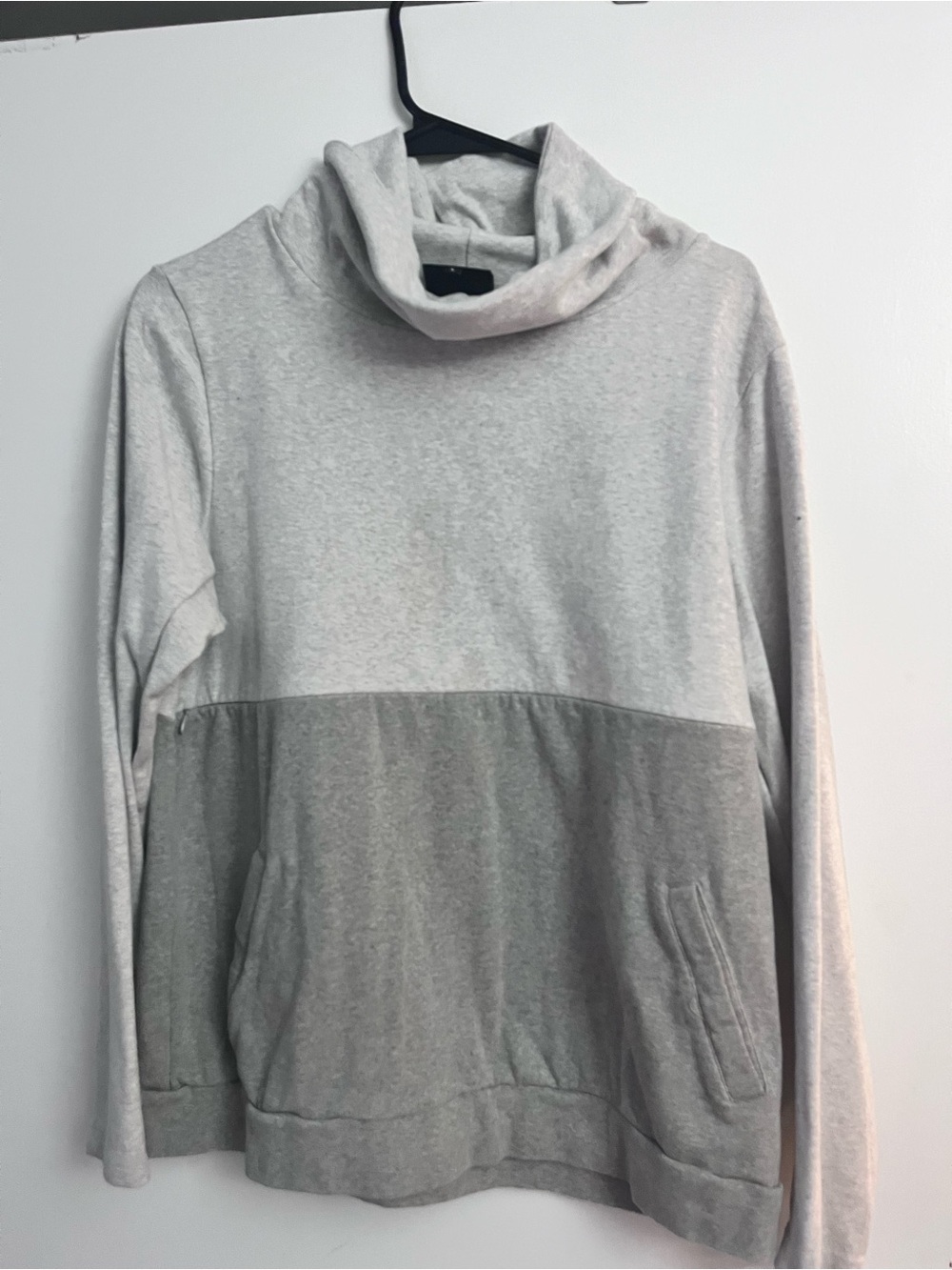 Nursing Queen Two-Tone Light Gray & Heather Gray Cowl Neck Sweater